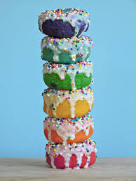 stacked colorful donuts image